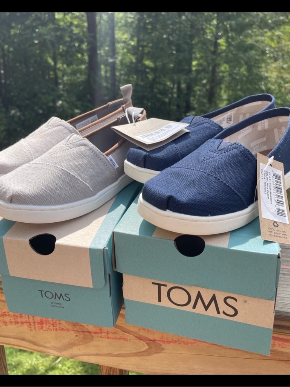 TOMS Navy and Light Gray Slip-On Canvas Duo
